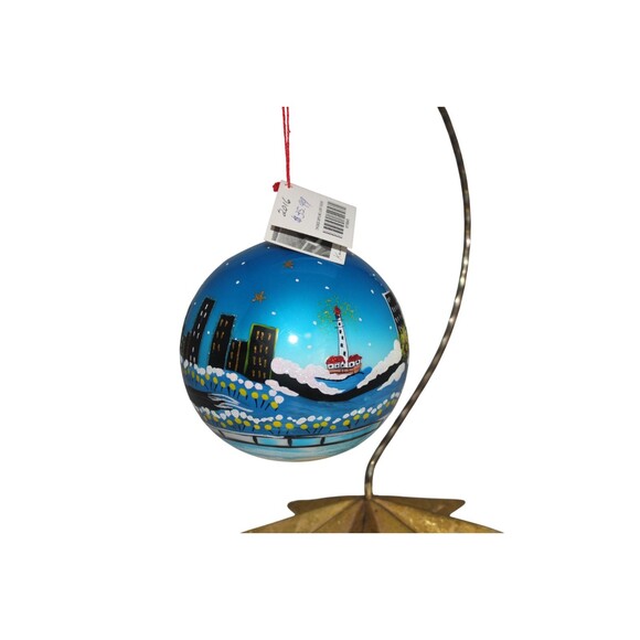 Dom Chicago Skyline Lighthouse Blown Glass Christmas Ornament 4.5" - Picture 3 of 8